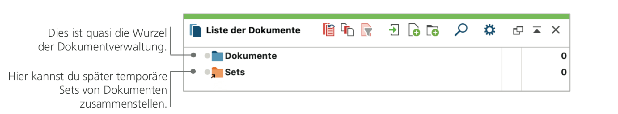 MAXQDA Liste der Dokumente