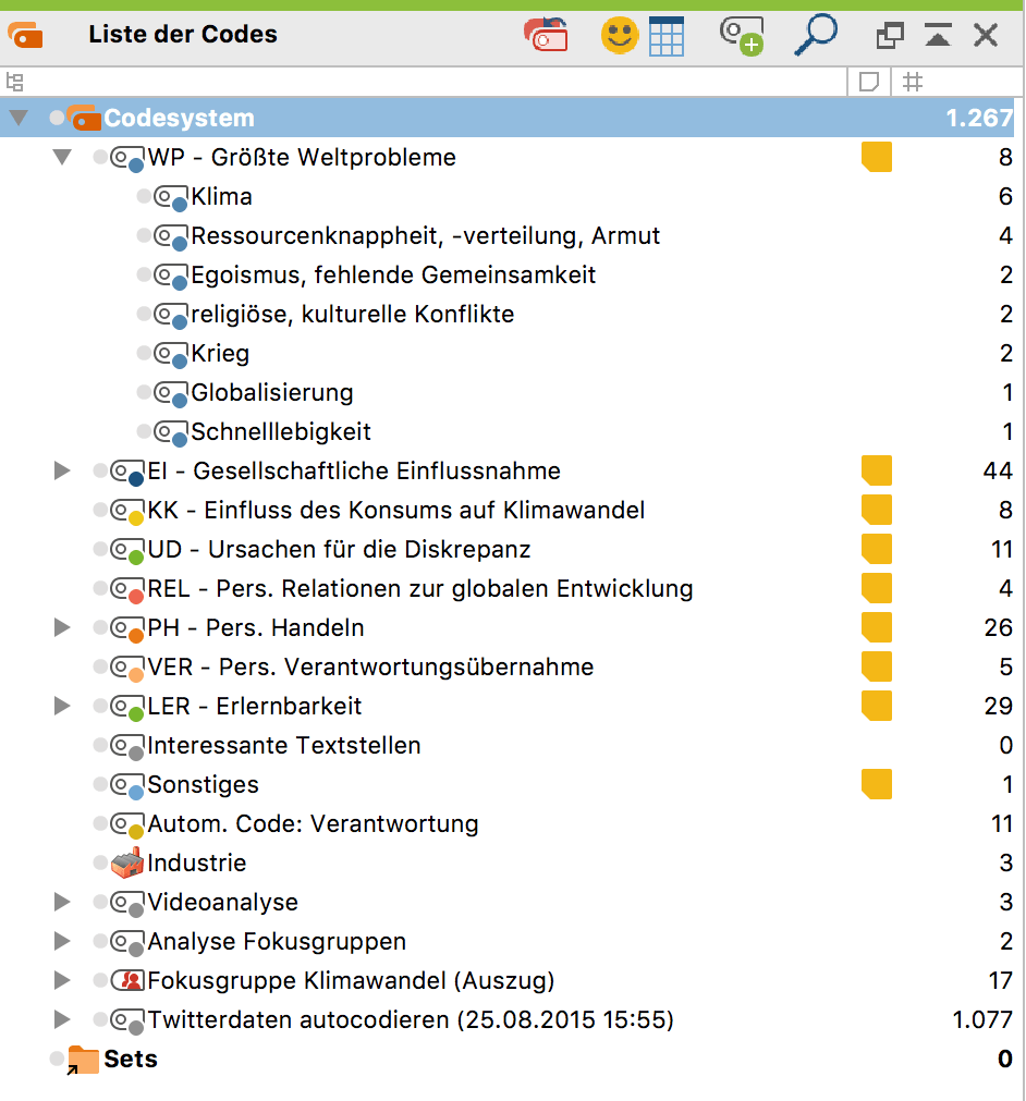 Kategoriensystem in Vollbilddarstellung