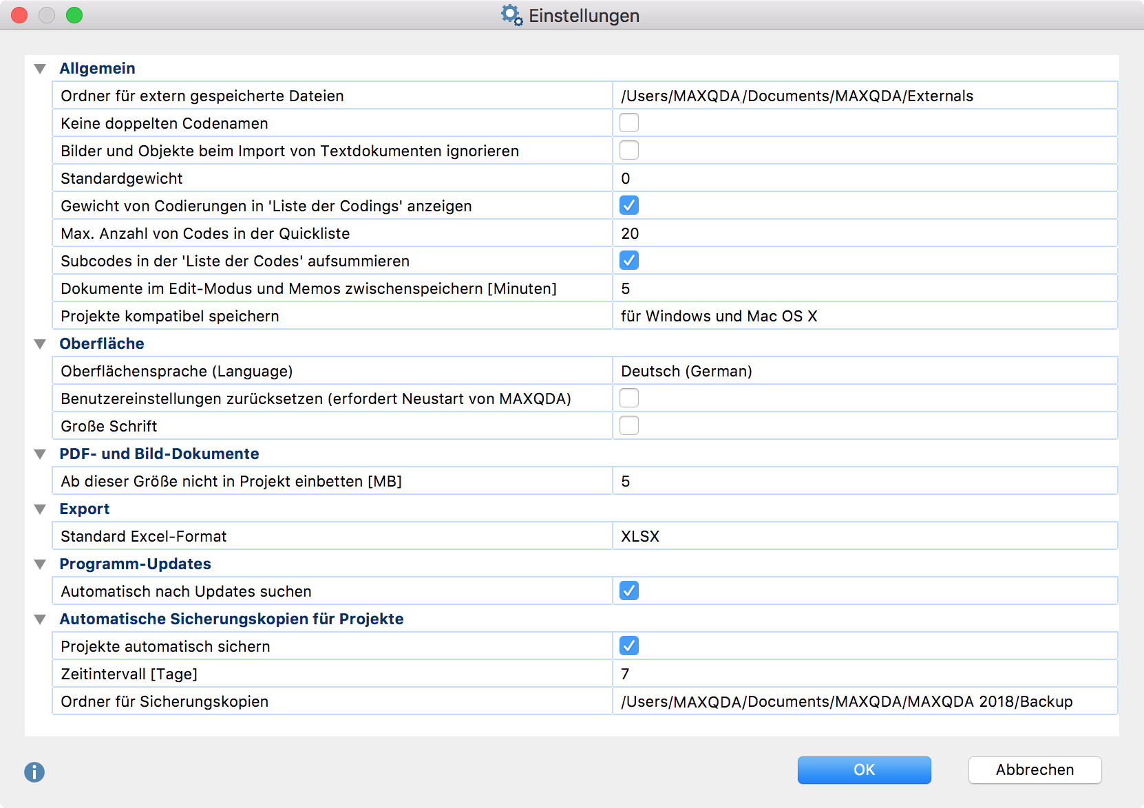 Einstellungen für MAXQDA anpassen