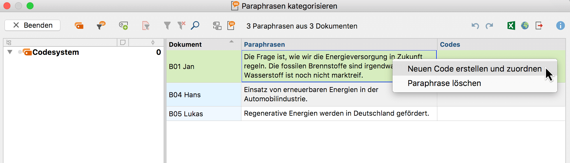 Funktion aus dem Kontextmenü einer Paraphrase aufrufen Funktion aus dem Kontextmenü einer Paraphrase aufrufen