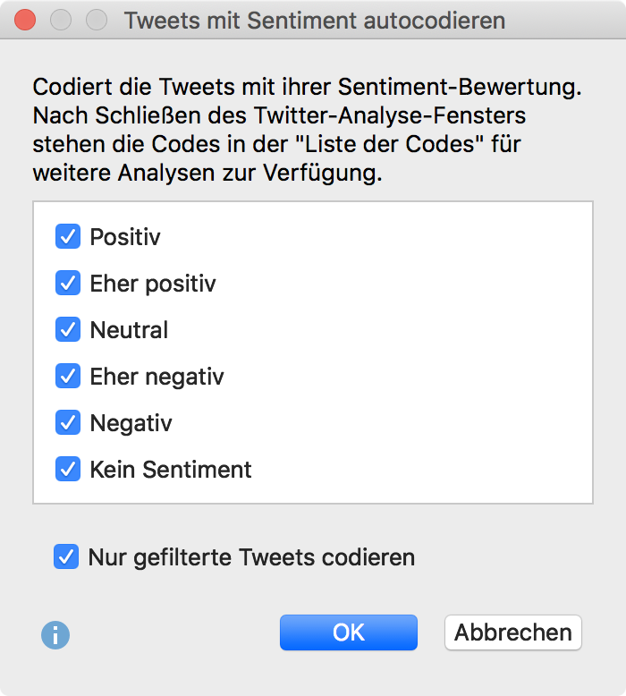 Optionen für die Codierung der Tweets mit ihrem Sentiment Optionen für die Codierung der Tweets mit ihrem Sentiment