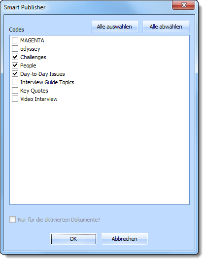 Smart Publisher - Dialogfenster