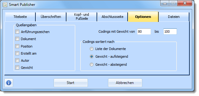 Smart Publisher - Optionen