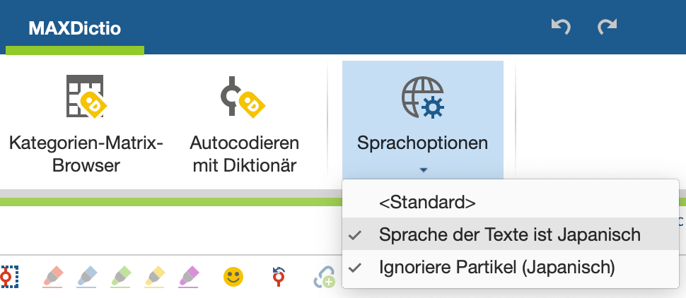 Sprachoption für japanische Texte im MAXDictio-Menü wählen Sprachoption für japanische Texte im MAXDictio-Menü wählen