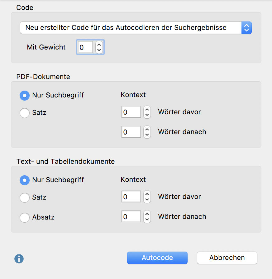 Optionen für das automatische Codieren von Suchergebnissen einstellen Optionen für das automatische Codieren von Suchergebnissen einstellen