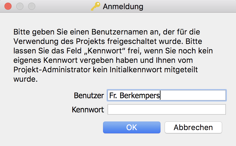 Anmelde-Fenster Anmelde-Fenster