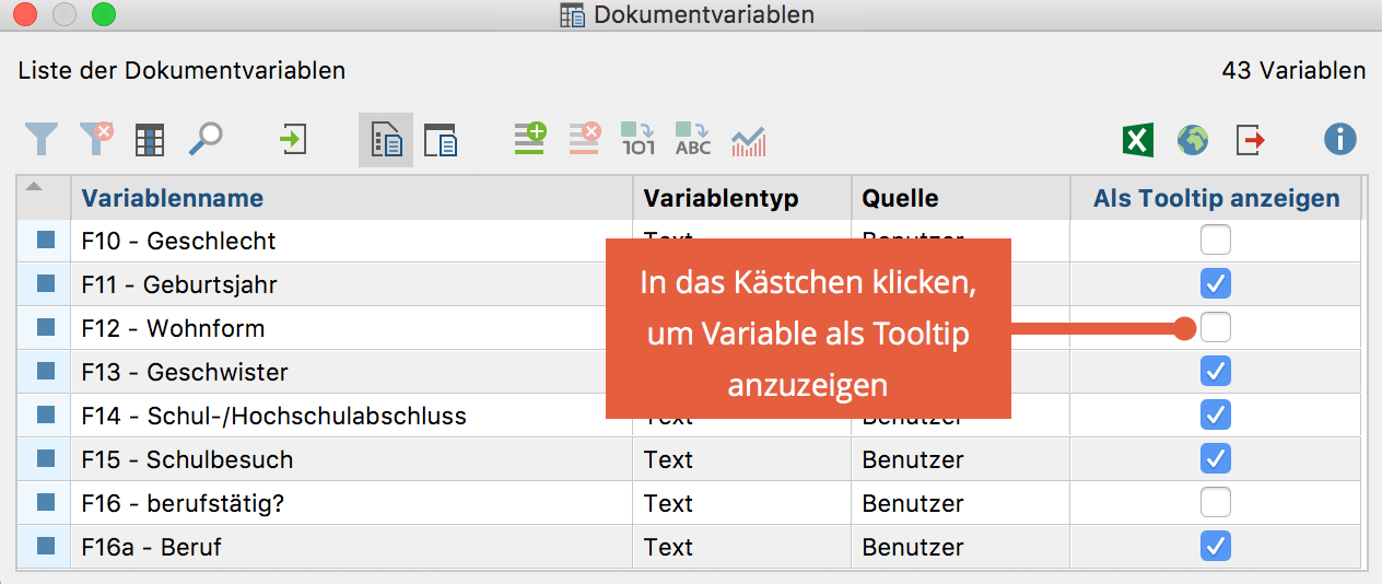 Dokumentvariable für die Anzeige im Tooltip auswählen Dokumentvariable für die Anzeige im Tooltip auswählen