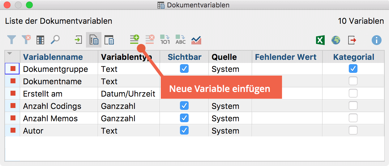 Neue Variable per Quickbutton einfügen Neue Variable per Quickbutton einfügen