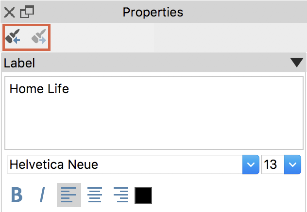 The icons for copying and transferring object formatting