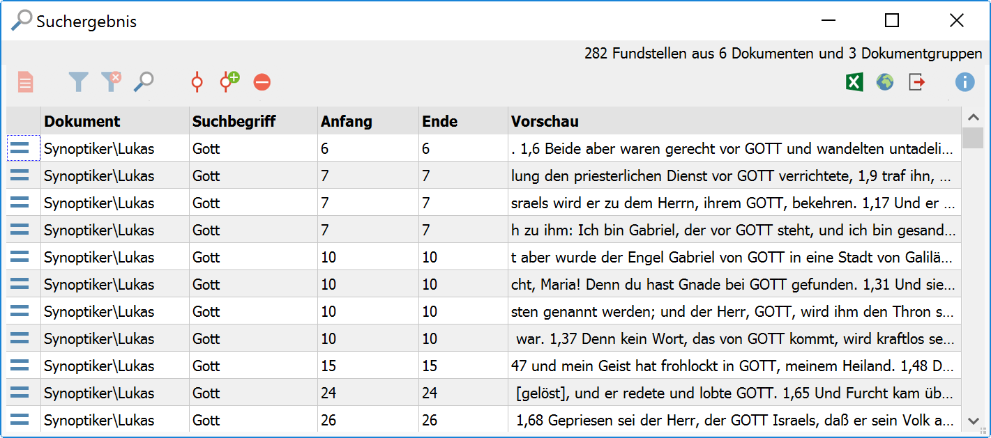 „Liste der Fundstellen“ für das Wort „gott“ (Groß- und Kleinschreibung unberücksichtigt) „Liste der Fundstellen“ für das Wort „gott“ (Groß- und Kleinschreibung unberücksichtigt)