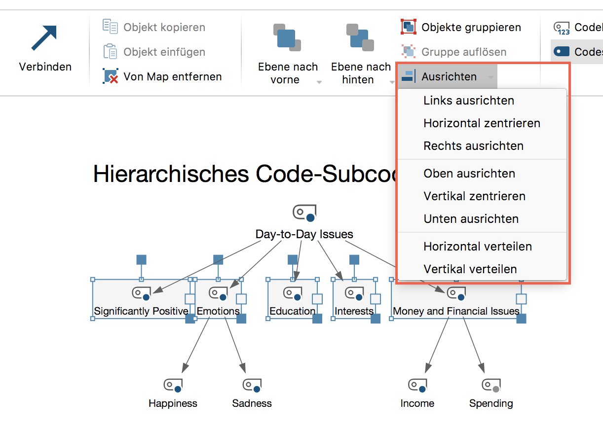 Menü „Ausrichten“ im Tab „Start“ Menü „Ausrichten“ im Tab „Start“
