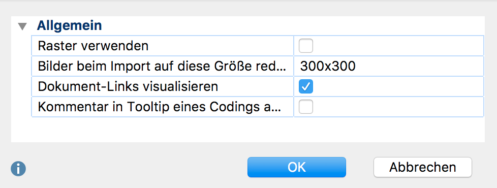 Optionsfenster in MAXMaps Optionsfenster in MAXMaps