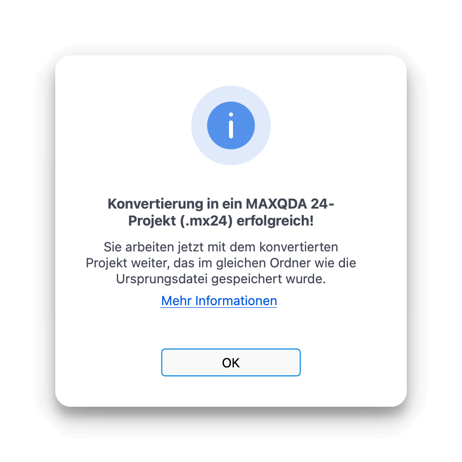 Fenster bei einer erfolgreichen Konvertierung