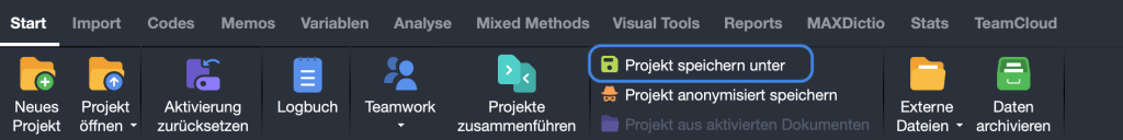 Projekt speichern unter Projekt speichern unter