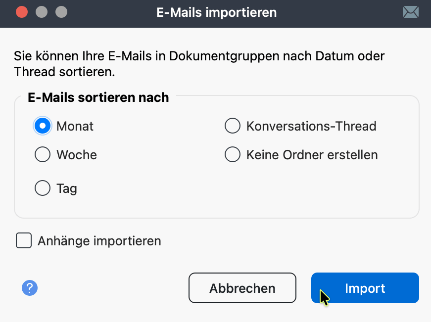Optionen für den Import von E-Mails in MAXQDA Optionen für den Import von E-Mails in MAXQDA