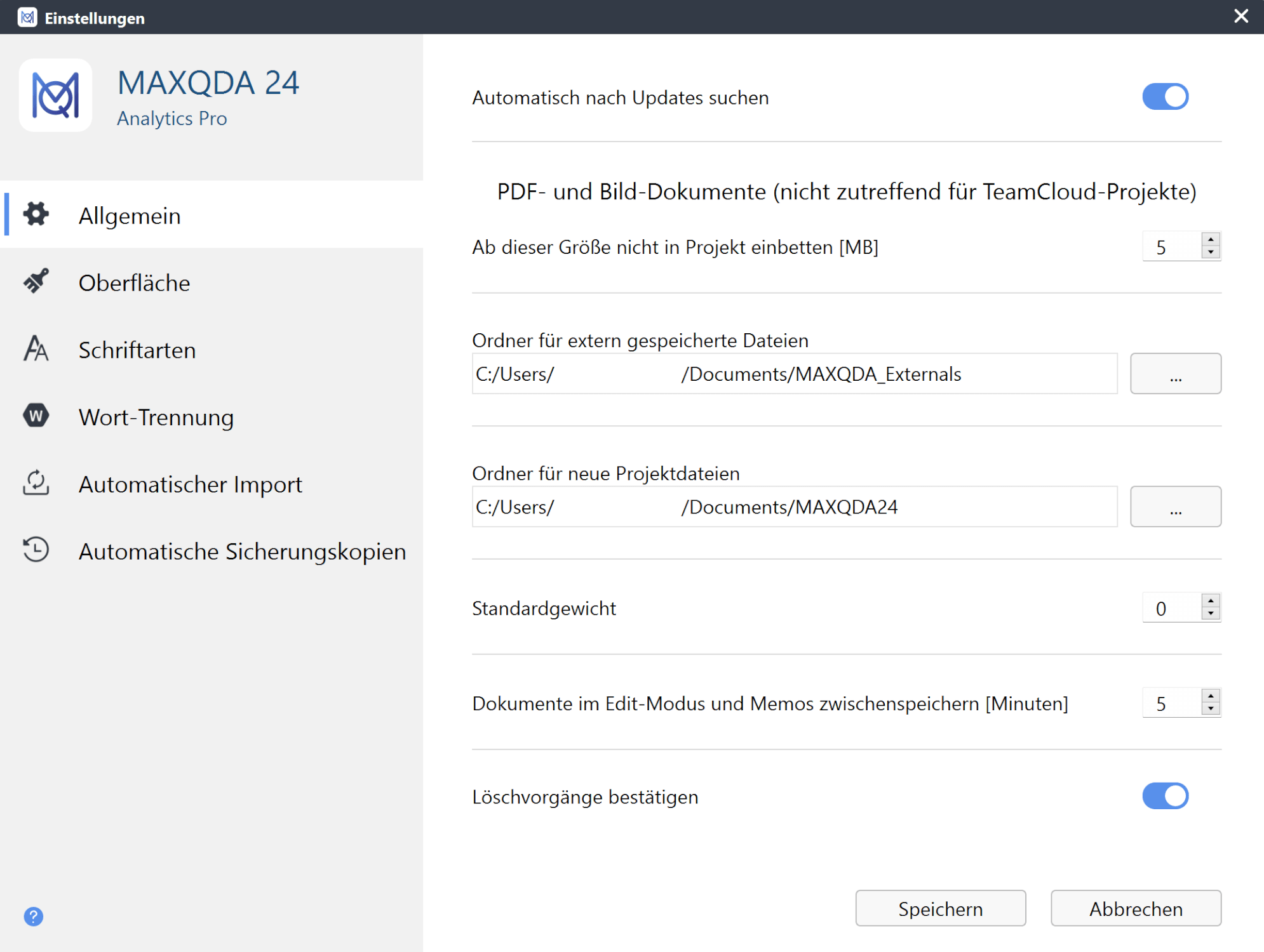 Einstellungen für MAXQDA anpassen Einstellungen für MAXQDA anpassen