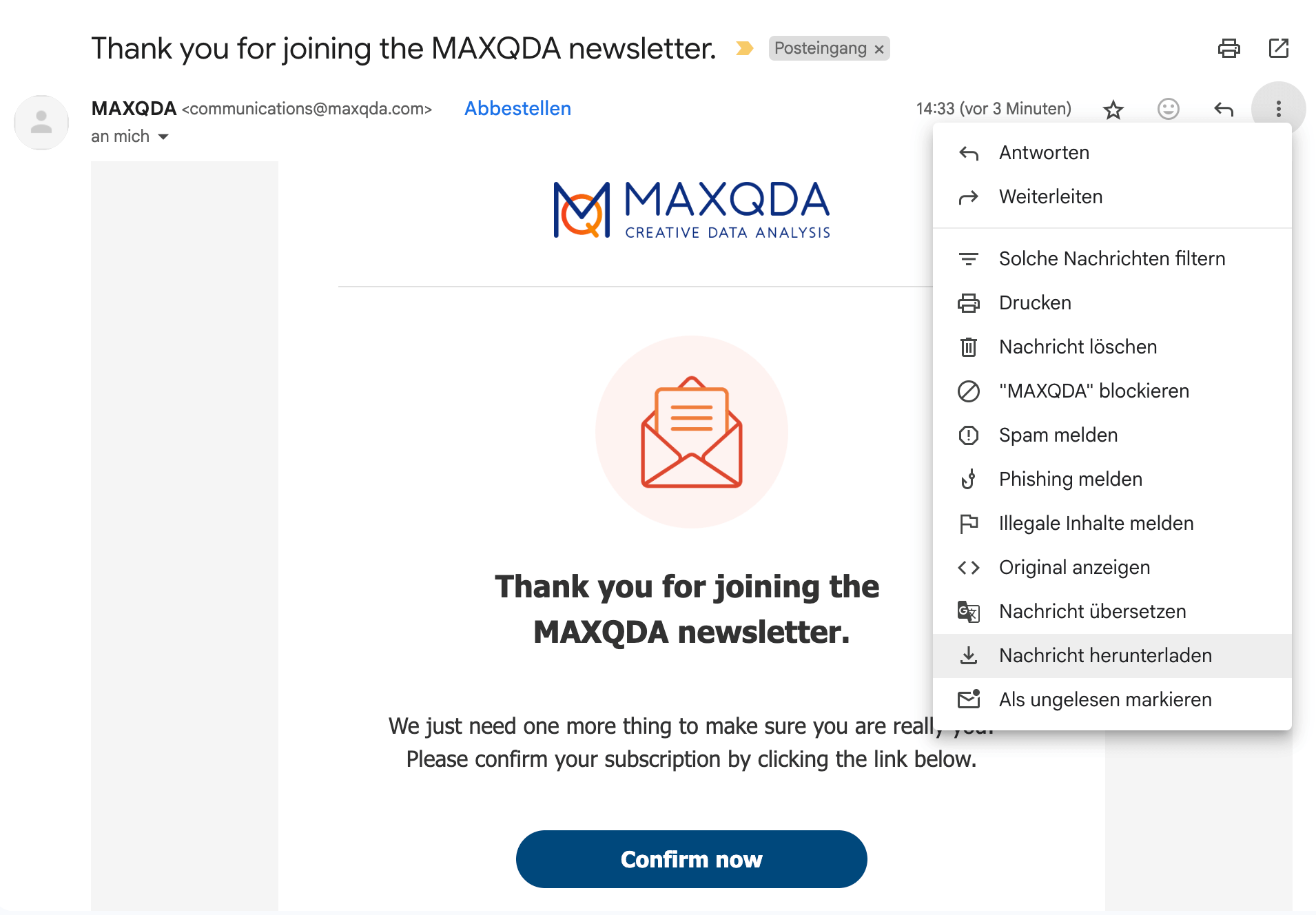 Export einer E-Mail aus Gmail Export einer E-Mail aus Gmail