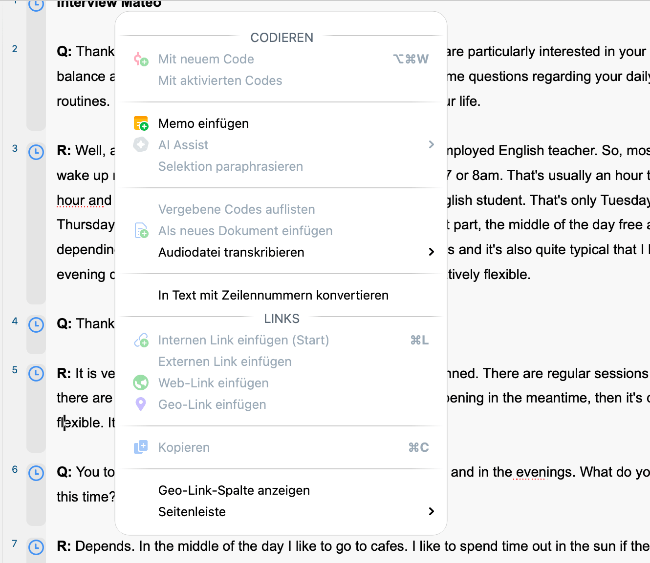Funktion zum Umschalten in Zeilennummerierung aufrufen Funktion zum Umschalten in Zeilennummerierung aufrufen