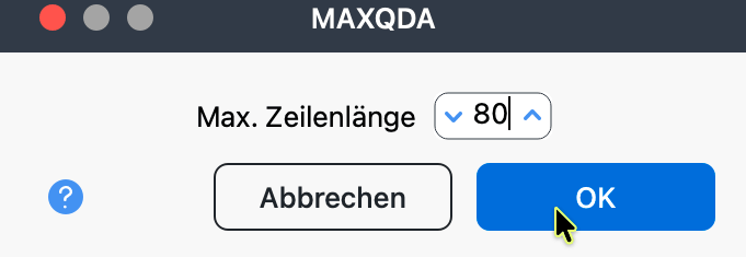 Max. Zeilenlänge einstellen Max. Zeilenlänge einstellen