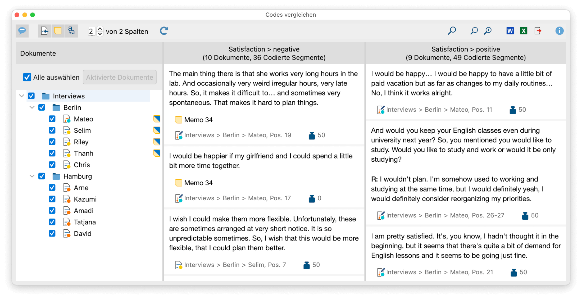 Codes vergleichen MAXQDA