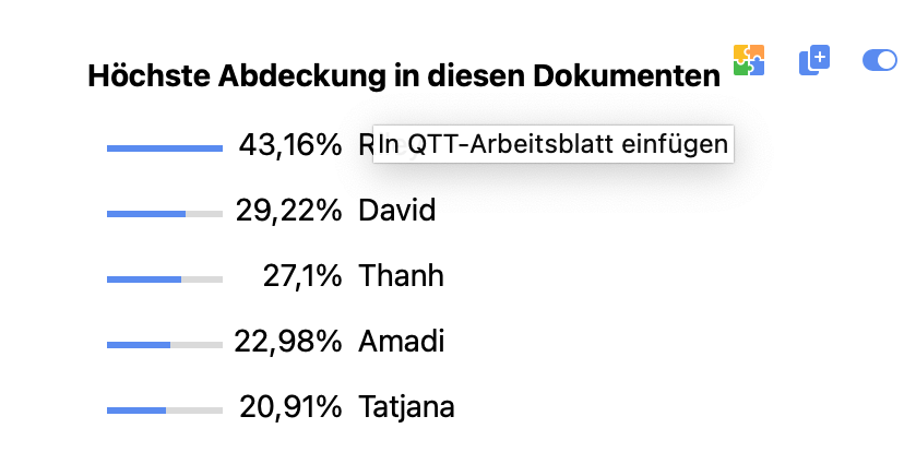 Bereich in ein QTT-Arbeitsblatt einfügen Bereich in ein QTT-Arbeitsblatt einfügen