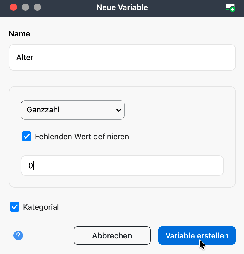 Eine neue Variable definieren