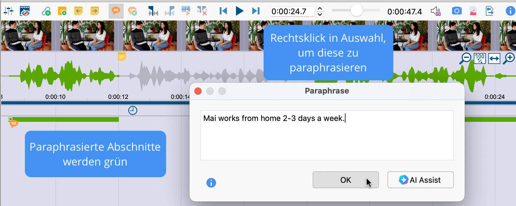 Paraphrase für markiertes Segment schreiben Paraphrase für markiertes Segment schreiben