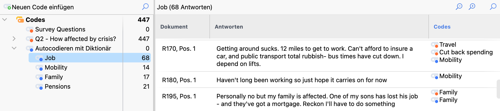 Ergebnis der Autocodierung mit Diktionär Ergebnis der Autocodierung mit Diktionär