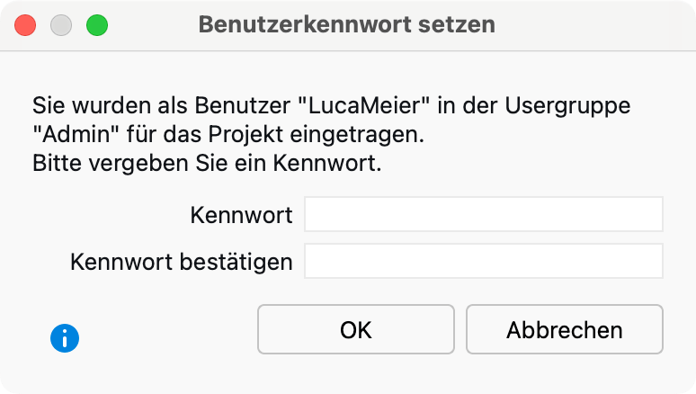 Admin-Kennwort vergeben Admin-Kennwort vergeben