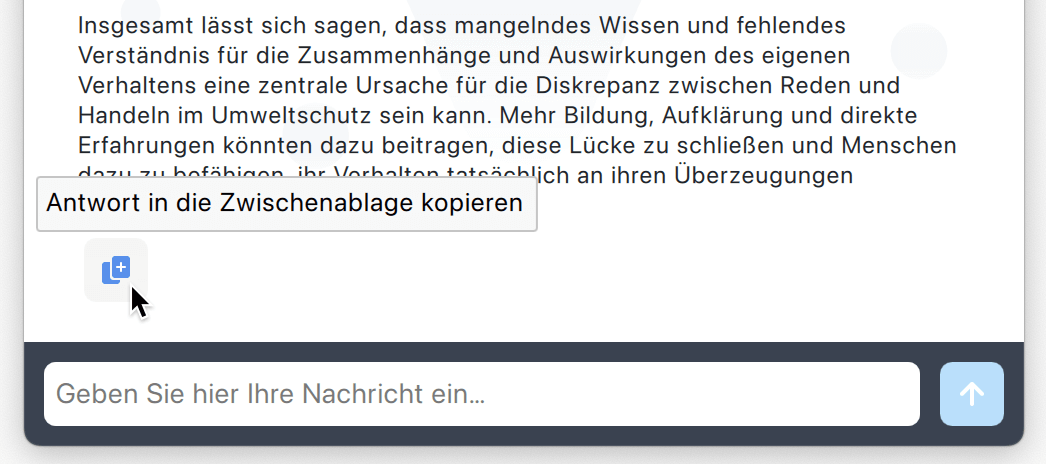 Antwort aus Chat kopieren Antwort aus Chat kopieren