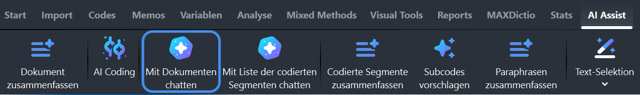 Öffnen Sie die Chatfunktion im AI Assist Menü