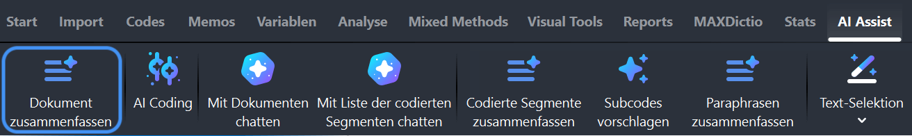 Dokument über das Menü „AI Assist“ zusammenfassen
