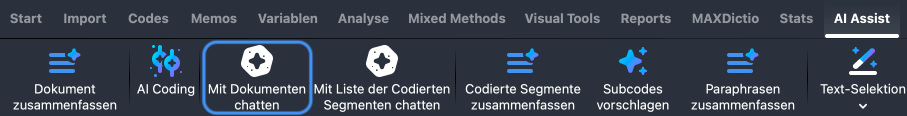 Öffnen Sie die Chatfunktion im AI Assist Reiter