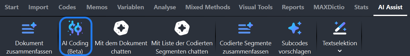 AI Coding über das AI Assist Hauptmenü starten AI Coding über das AI Assist Hauptmenü starten