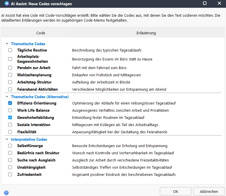 Beispiel für die neuen Code-Vorschläge von AI Assist Beispiel für die neuen Code-Vorschläge von AI Assist