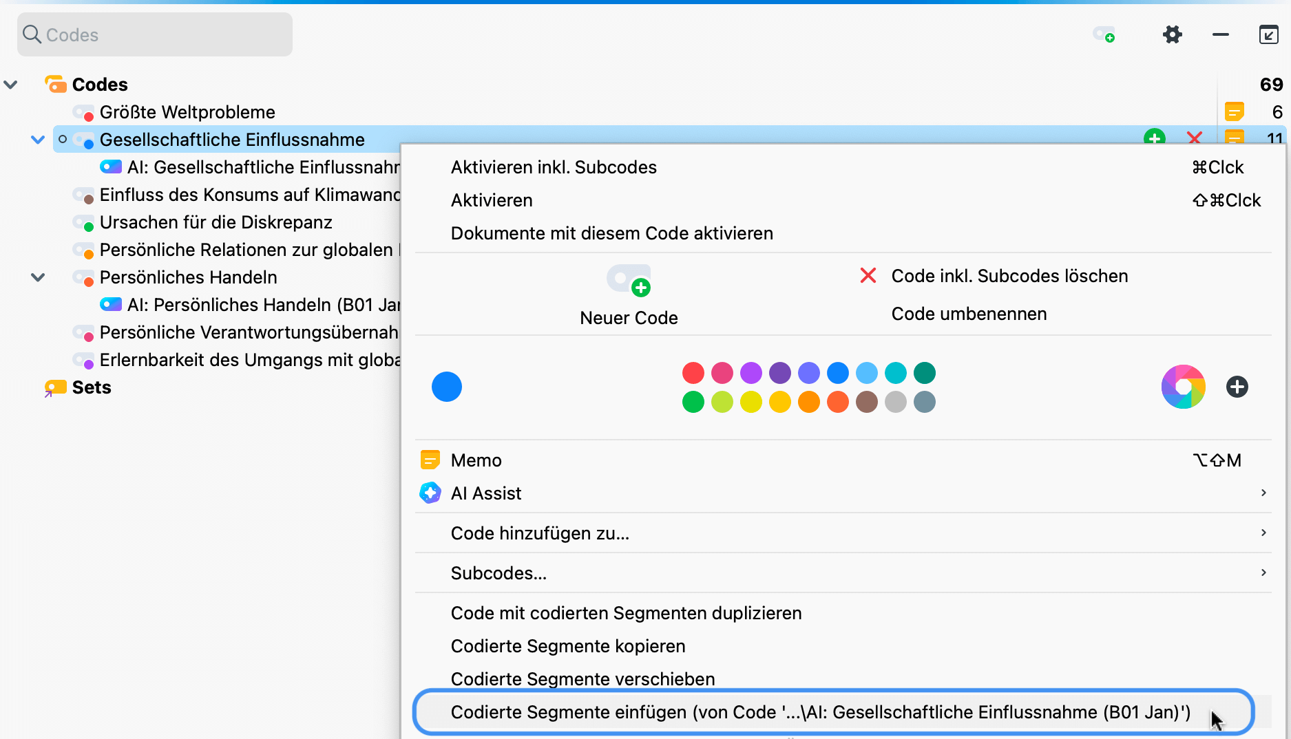 Verschieben von AI-vorgeschlagenen codierten Segmenten durch Einfügen in den übergeordneten Code Verschieben von AI-vorgeschlagenen codierten Segmenten durch Einfügen in den übergeordneten Code
