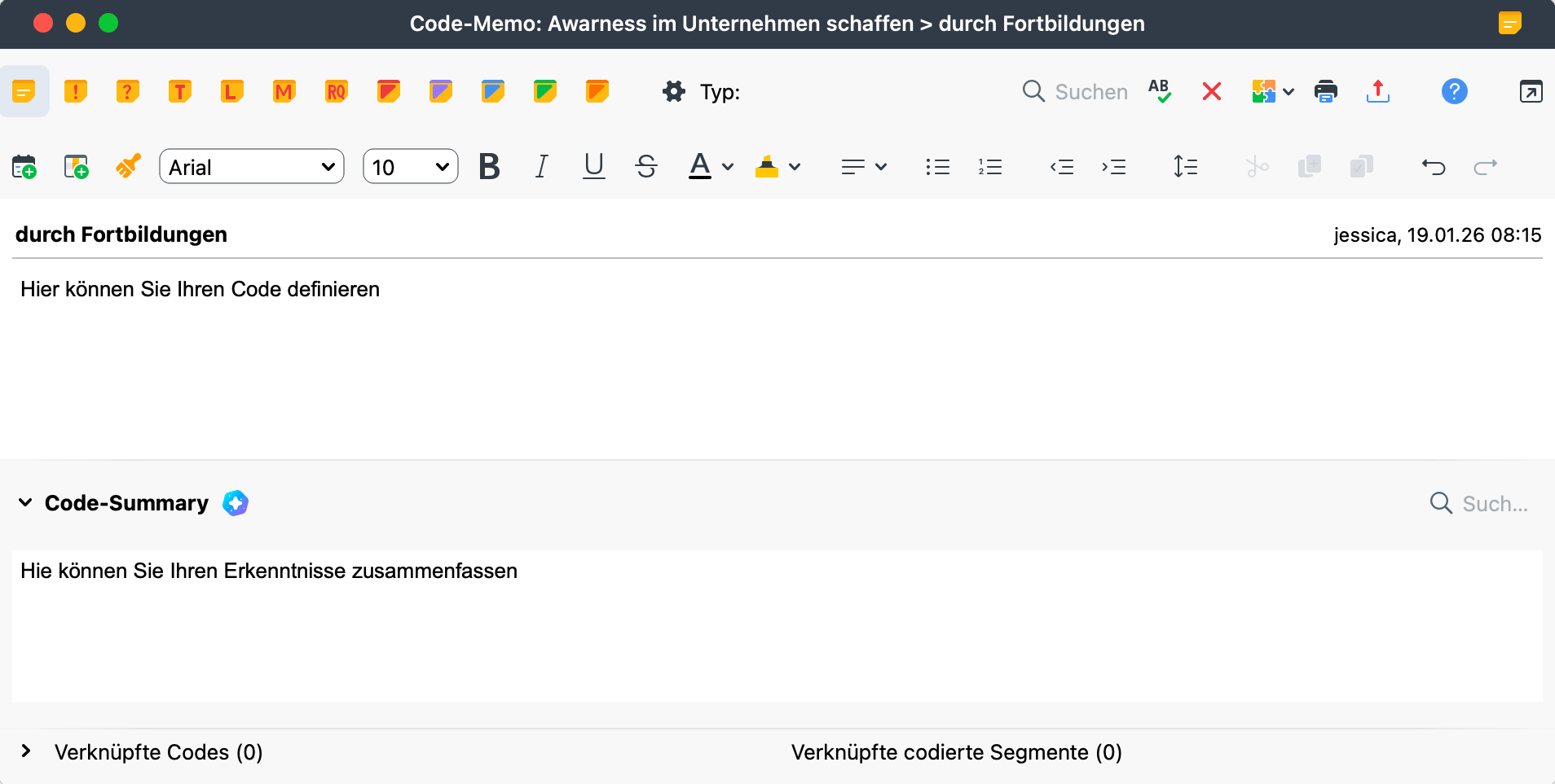 Axiales Kodieren – Code-Memo: Definitionen und Zusammenfassungen/Interpretationen