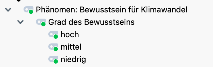 Axiales Kodieren – Fenster Codes: Beispiel für Dimensionen