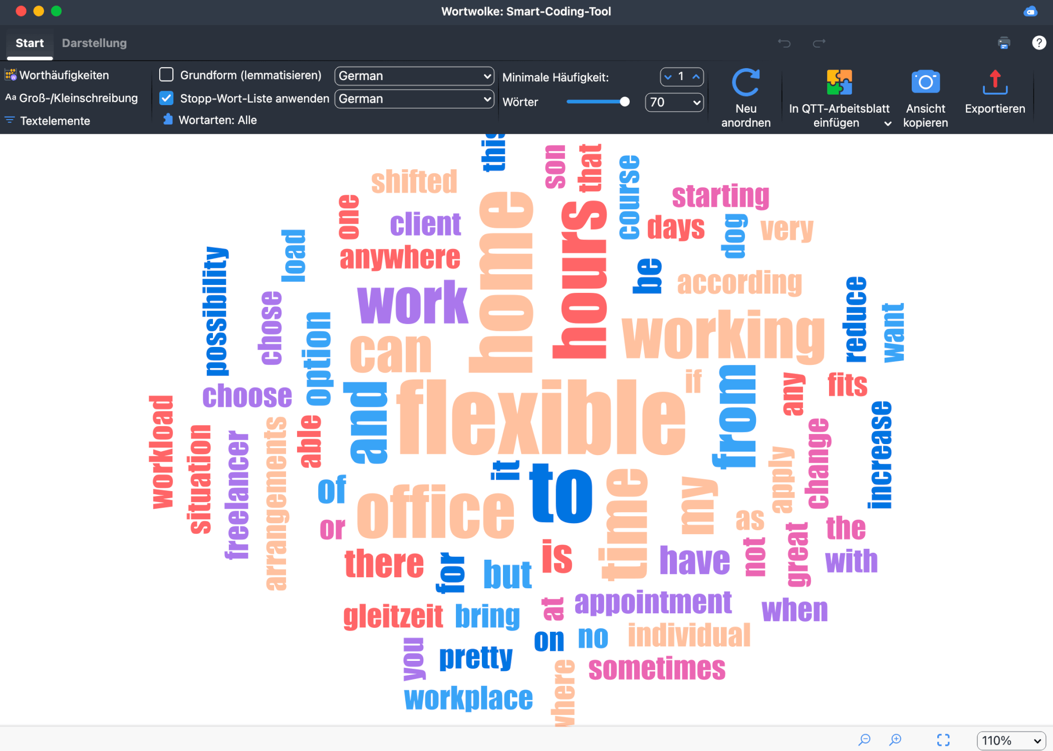 Antworten filtern, die einen Suchbegriff aus der Word Cloud enthalten