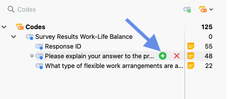 Neuen Code durch Klicken auf das grüne Plus-Symbol hinzufügen