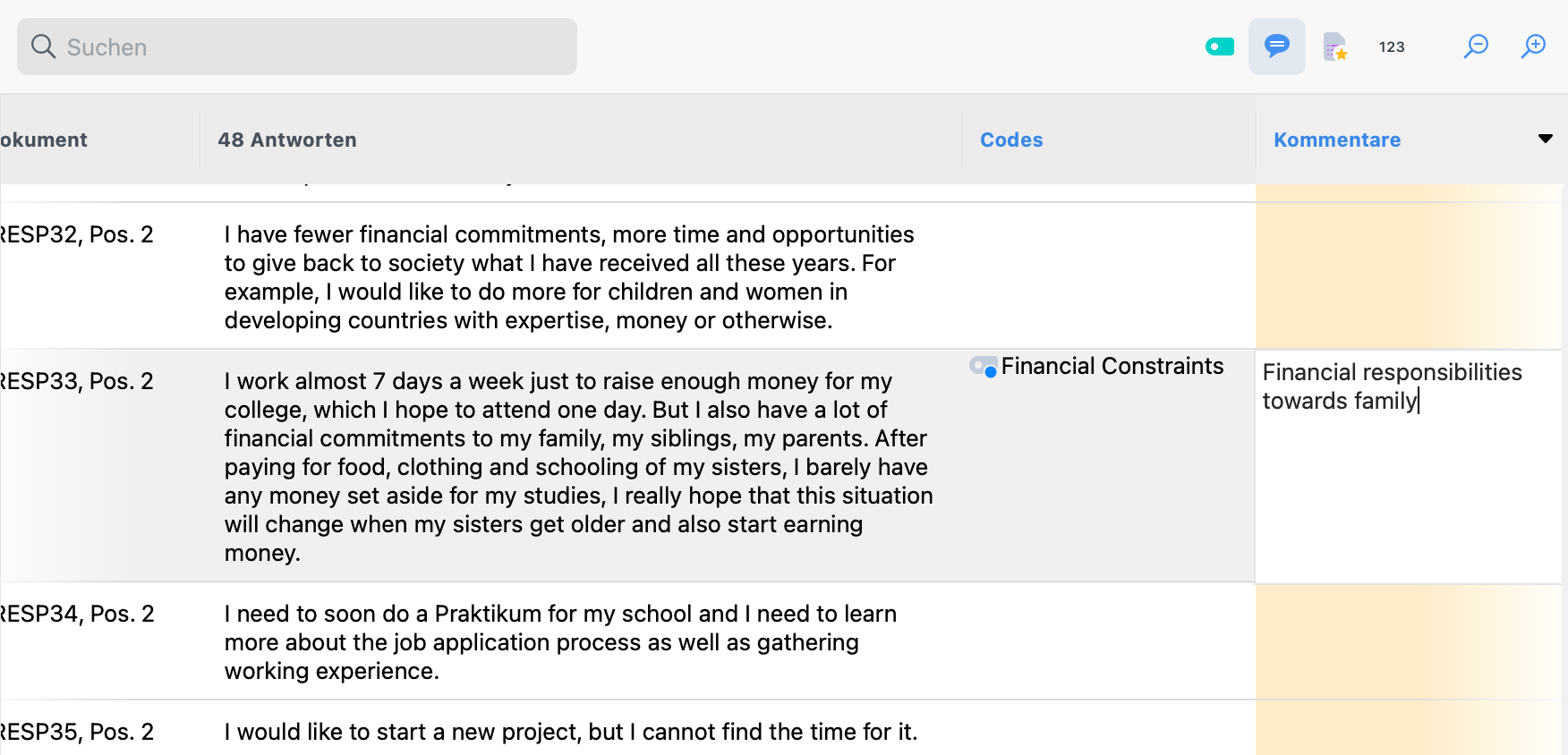 Annotierter Screenshot, der zeigt, wo man doppelklicken muss, um Kommentare einzugeben