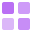 Four purple squares in a 2x2 grid on a light gray background, representing the Project History Heatmap feature in MAXQDA.