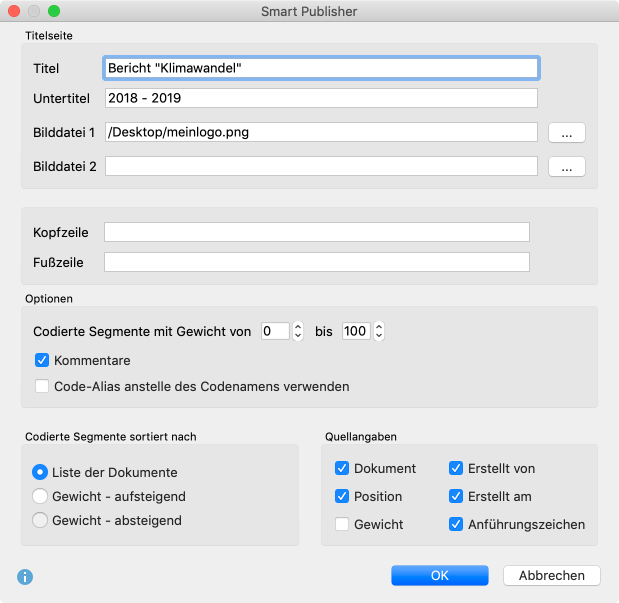 Die Einstellungen des Smart Publishers Die Einstellungen des Smart Publishers