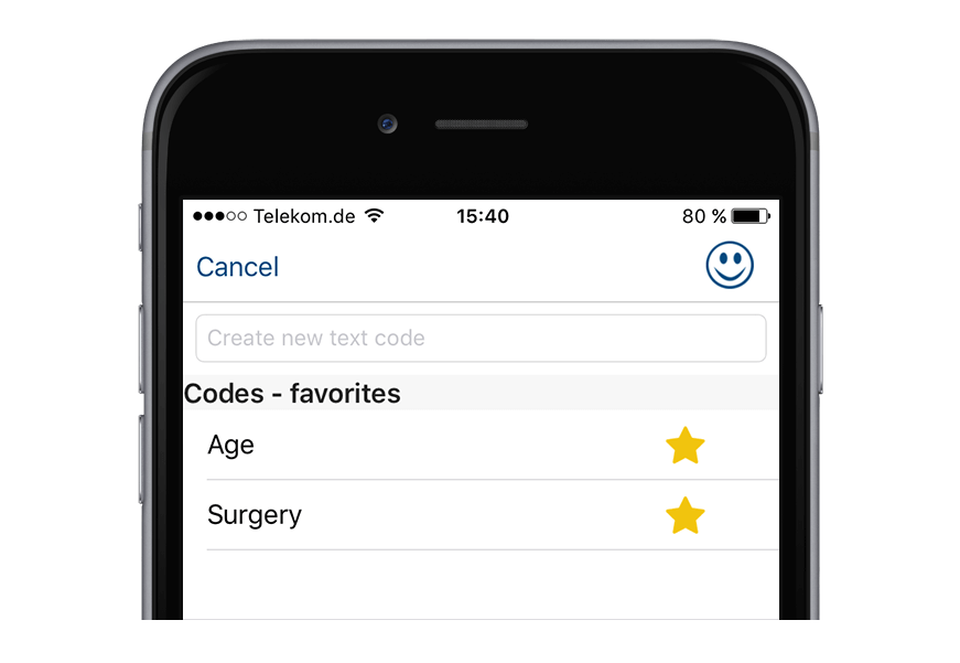 Mark important codes as favourites