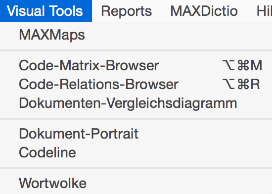 Visual Tools Menü