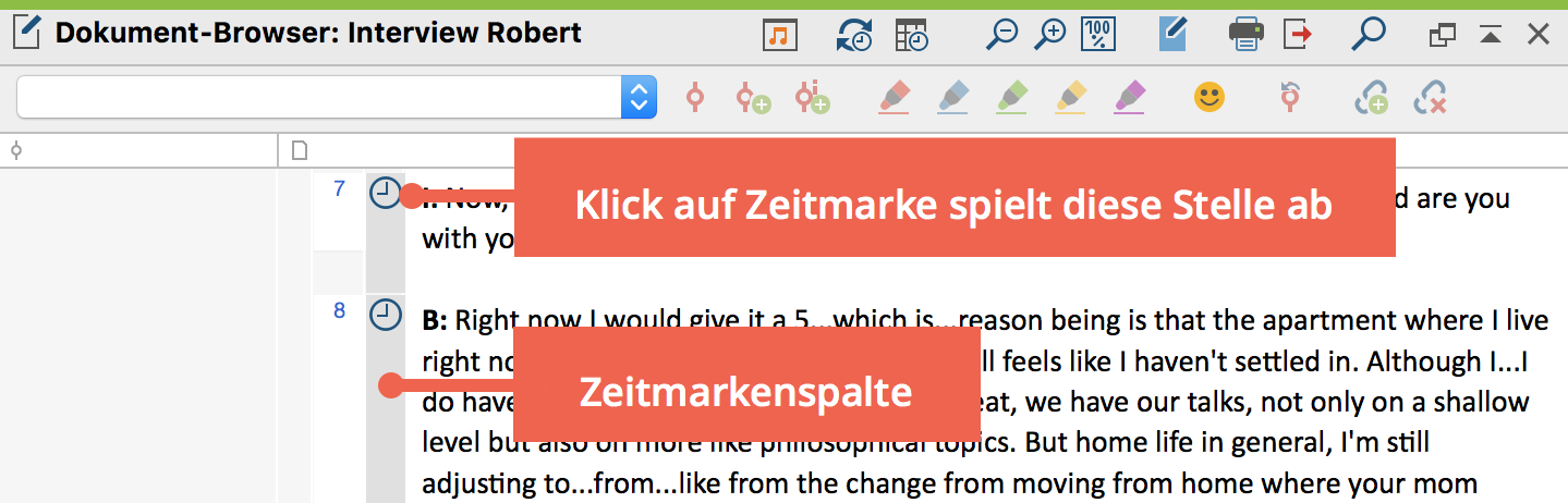 Zeitmarken im „Dokument-Browser“ Zeitmarken im „Dokument-Browser“