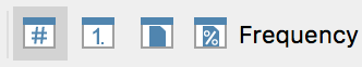 Icons for control of current content, in which “Frequency” is currently selected. Icons for control of current content, in which “Frequency” is currently selected.