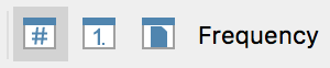 Icons for managing content of additional code columns. In this example, “Frequency” is selected. Icons for managing content of additional code columns. In this example, “Frequency” is selected.