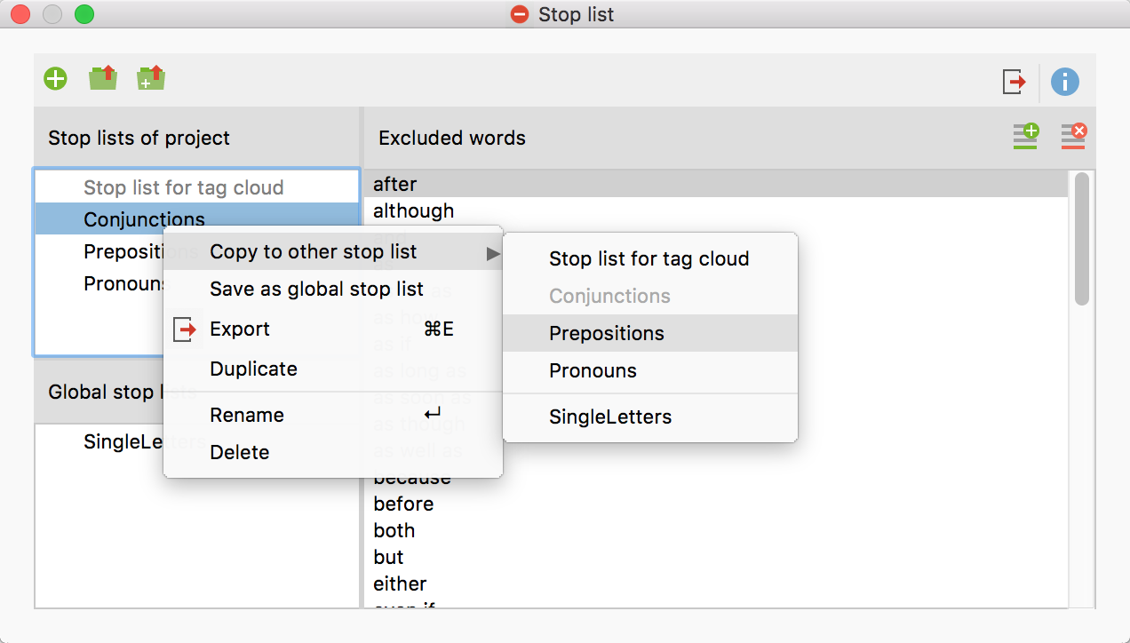 Copy words from one stop list to another Copy words from one stop list to another