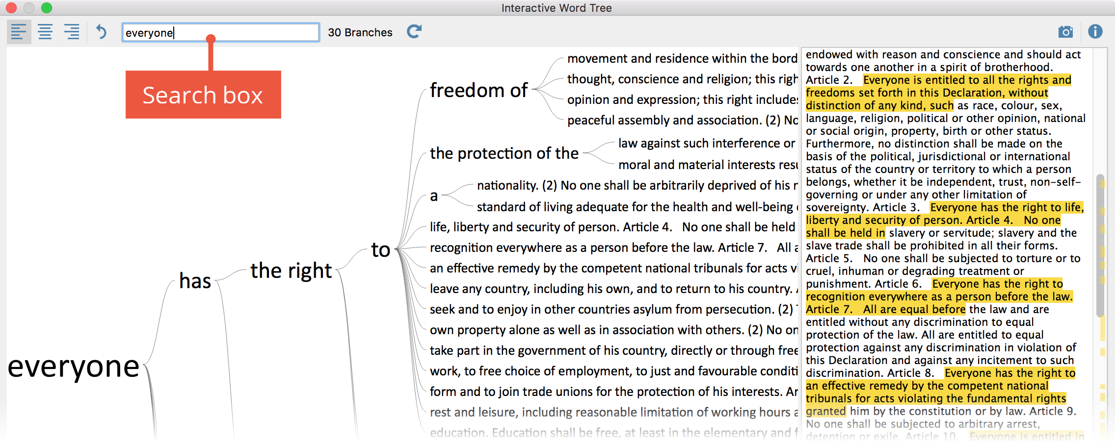 Searching words within the text Searching words within the text